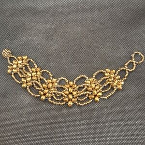 VINTAGE Gold Beaded Bracelet Handmade 7.5"